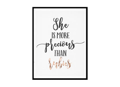"She Is More Precious Than Rubies" Bible Verse Poster Print