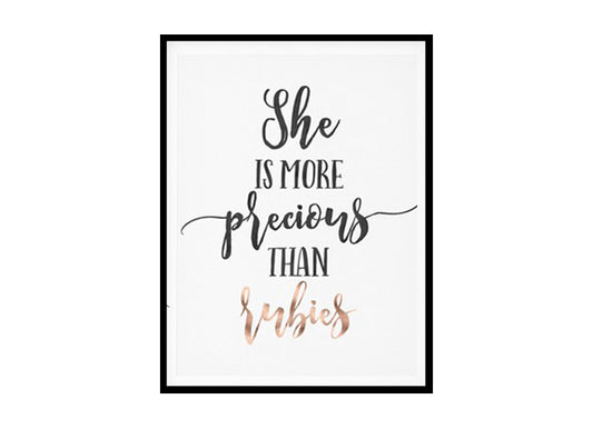 "She Is More Precious Than Rubies" Bible Verse Poster Print