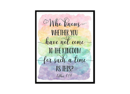 "For Such A Time As This, Esther 4:14" Bible Verse Poster Print
