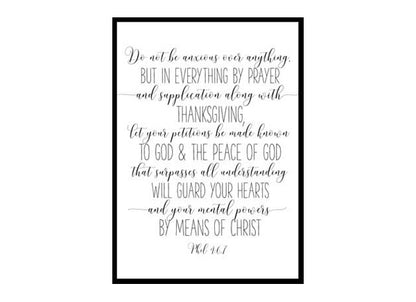 "Do Not Be Anxious, Philippians 4:6-7" Bible Verse Poster Print