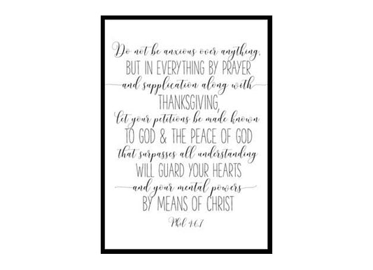 "Do Not Be Anxious, Philippians 4:6-7" Bible Verse Poster Print
