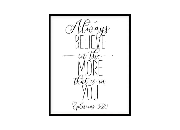 "Bible Verse Printable Ephesians 3:20" Bible Verse Poster Print