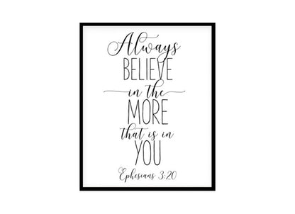 "Bible Verse Printable Ephesians 3:20" Bible Verse Poster Print