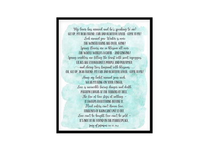 "My Lover Has Arrived, Song Of Solomon" Bible Verse Poster Print