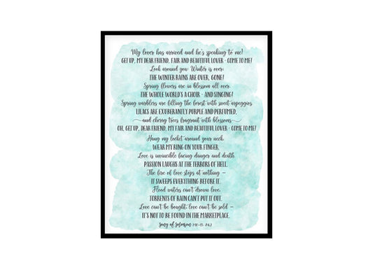 "My Lover Has Arrived, Song Of Solomon" Bible Verse Poster Print