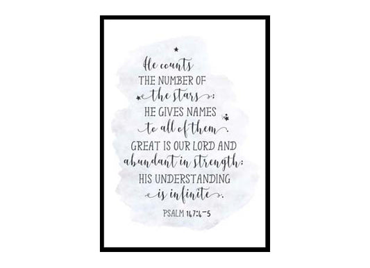 "He Counts the Stars, Psalm 147:4" Bible Verse Poster Print