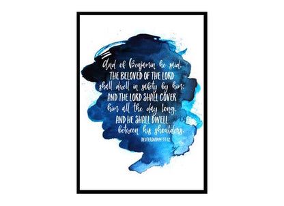 "Deuteronomy 33:12" Bible Verse Poster Print