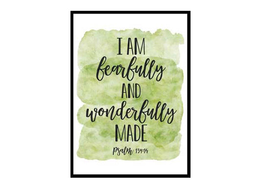 "I Am Fearfully And Wonderfully Made, Psalm 139:14" Bible Verse Poster Print