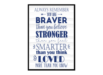"Always Remember You Are Braver" Boys Nursery Poster Print