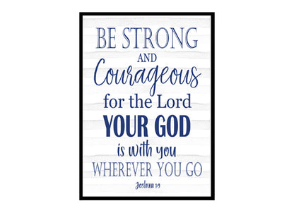 Joshua 1:9 "Be Strong And Courageous Do Not Be Afraid" Boys Nursery Poster Print