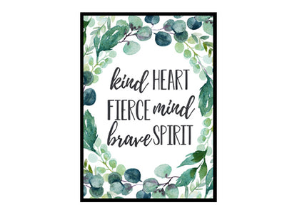 "Kind Heart Fierce Mind Brave Spirit" Boys Nursery Poster Print