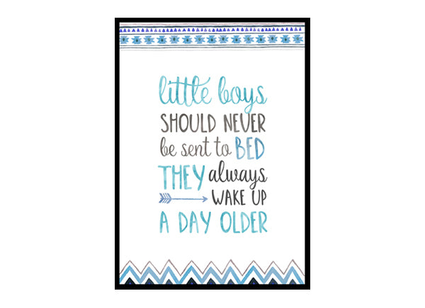 "Little Boys Should Never Be Sent to Bed" Boys Nursery Poster Print