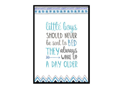 "Little Boys Should Never Be Sent to Bed" Boys Nursery Poster Print