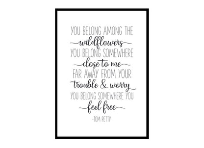 "You Belong Among the Wildflowers" Girls Quote Poster Print