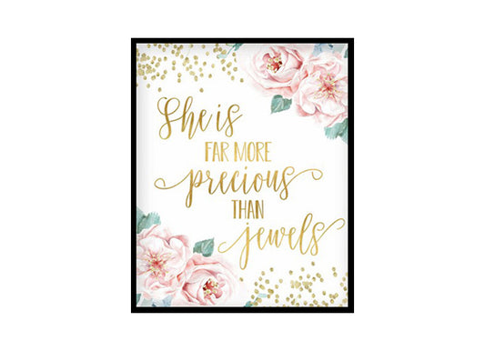 "She Is More Precious Than Jewels" Girls Room Poster Print