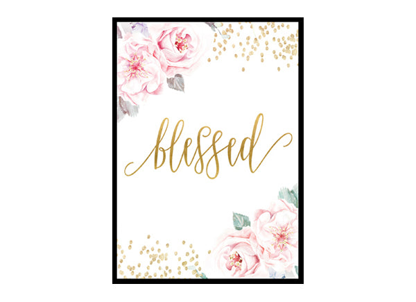 Blessed Printable Nursery Wall Art, Gold Nursery Decor Girl Room Wall Art Gift Girls Room Poster Print