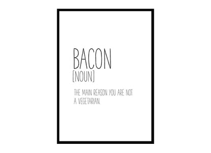 Bacon Funny Definition Kitchen Wall Art Poster Print