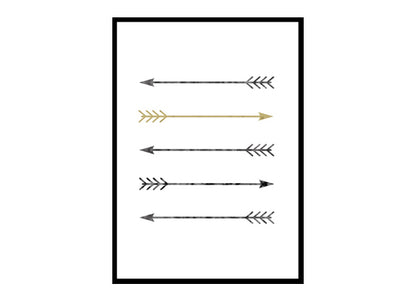 Gold Minimalist,Tribal Arrows Minimalist Modern Art Poster Print