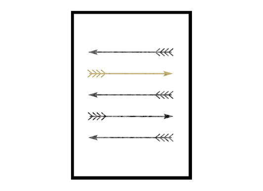 Gold Minimalist,Tribal Arrows Minimalist Modern Art Poster Print
