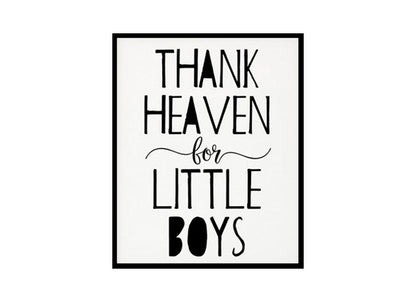 "Thank Heaven For Little Boys" Childrens Nursery Room Poster Print