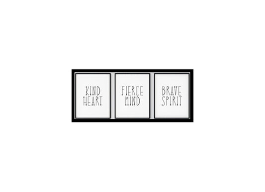 "Kind Heart Fierce Mind Brave Spirit" Childrens Nursery Room Poster Print