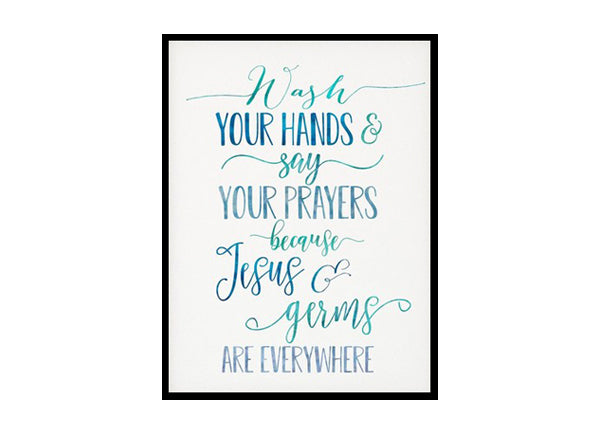 "Wash Your Hands and Say Your Prayers" Childrens Nursery Room Poster Print