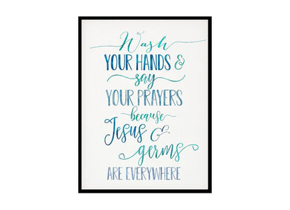 "Wash Your Hands and Say Your Prayers" Childrens Nursery Room Poster Print