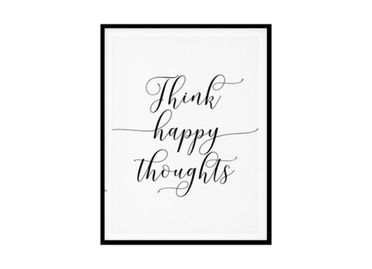 "Think Happy Thoughts" Childrens Nursery Room Poster Print