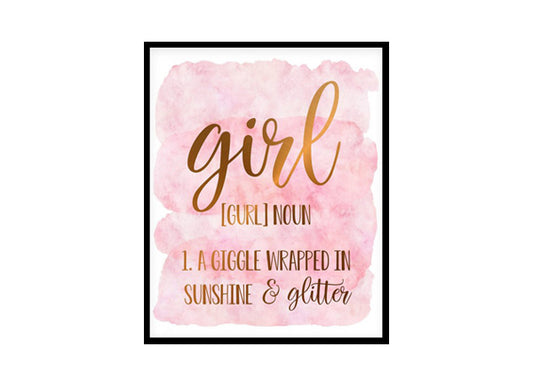 Girl Definition Sign  Childrens Nursery Room Poster Print