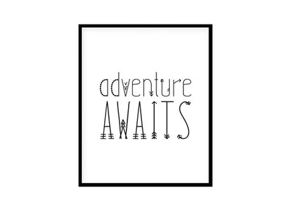 "Adventure Awaits" Childrens Nursery Room Poster Print