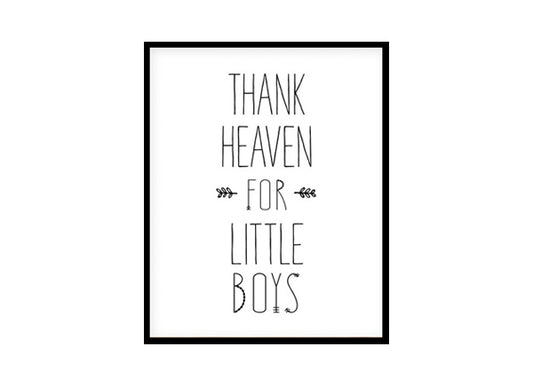 "Thank Heaven for Little Boys" Childrens Nursery Room Poster Print
