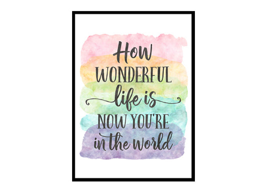 "How Wonderful Life is Now You're in the World" Quote Art Poster Print