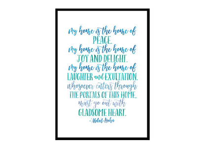 "My Home Is the Home Of Peace" Quote Art Poster Print