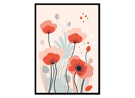Poppy Whispers Line Art Prints , Flower Wall Art Decor Print