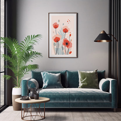 Poppy Whispers Line Art Prints , Flower Wall Art Decor Print