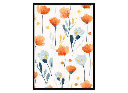 Poppies in Ink Line Art Posters Poppy Flowers, Flower Wall Art Decor Print