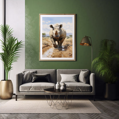 Jungle Rhino Safari Posters, Jungle Poster,  Wildlife Art Print