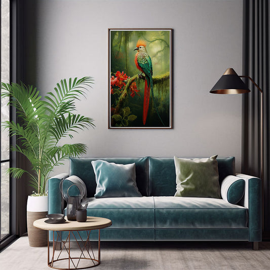 Quetzal Bird Print Jungle Bird Poster Wall Art Decor Wild Tropical Bird Print