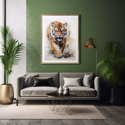 Safari Tigers Unleashed Art Prints, Jungle Animal Print,  Wildlife Art Poster