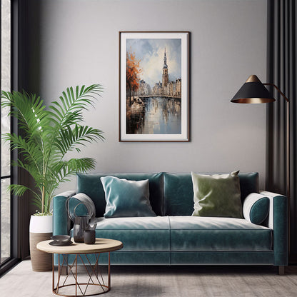Dazzling Amsterdam City View Digital Art Modern Skyline Art Print Home Decor Poster Bliss