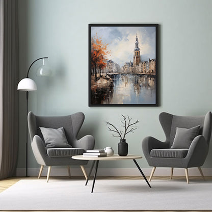 Dazzling Amsterdam City View Digital Art Modern Skyline Art Print Home Decor Poster Bliss