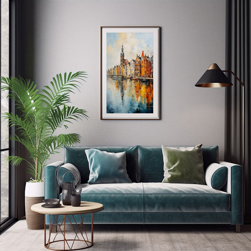 Explore Amsterdam the City View Vibrant Digital Art Stylish Home Decor Poster Print