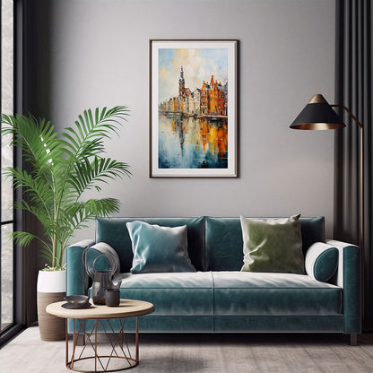 Explore Amsterdam the City View Vibrant Digital Art Stylish Home Decor Poster Print