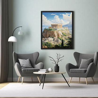 Athens Parthenon City View Vibes Spectacular Digital Art Contemporary Home Decor Poster Print
