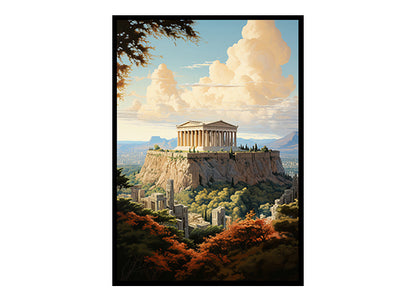 Digital Art Athens Parthenon City View Bliss Art Print Skyline Home Decor Poster Extravaganza