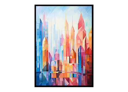 Dubai Skyline City Lights Digital Art Mesmerizing City View Home Decor Poster Print