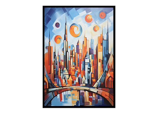 Modern City Dubai Skyline View Digital Art  Now for Sleek Home Decor Stunning Poster Print