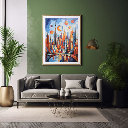 Modern City Dubai Skyline View Digital Art  Now for Sleek Home Decor Stunning Poster Print