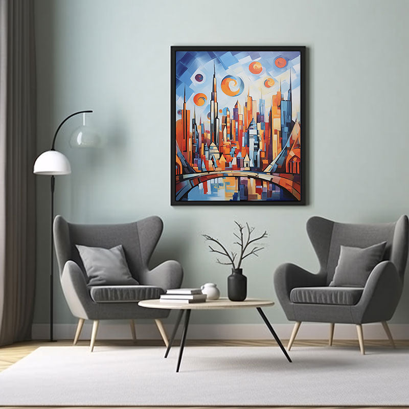 Modern City Dubai Skyline View Digital Art  Now for Sleek Home Decor Stunning Poster Print