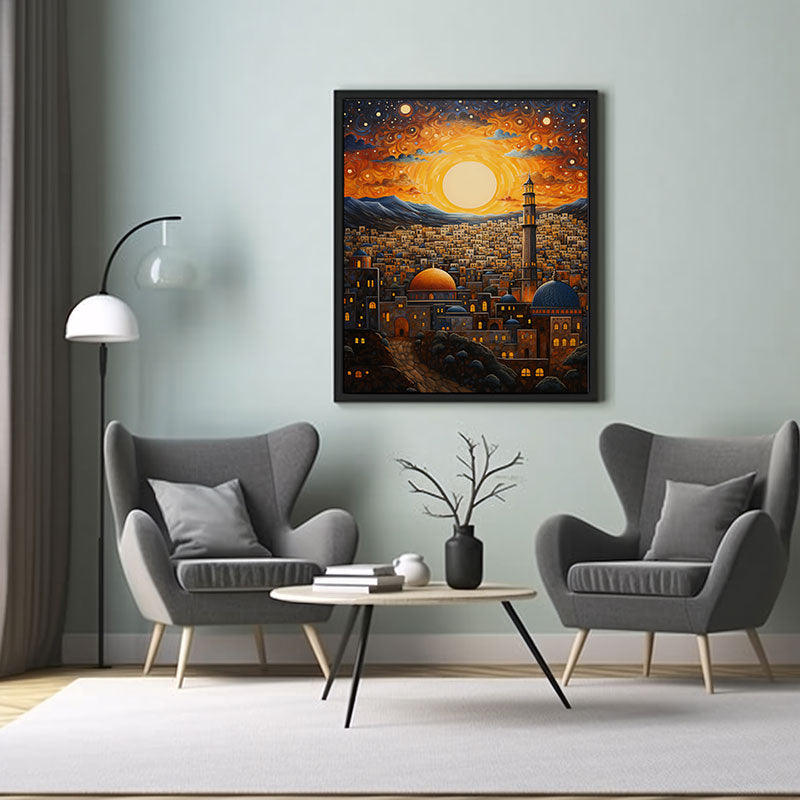 Dome of Rock, Juerusalem  City View Digital Art Stylish Home Decor Poster Print Delight